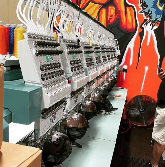 Row of embroidery machines at Ripprint