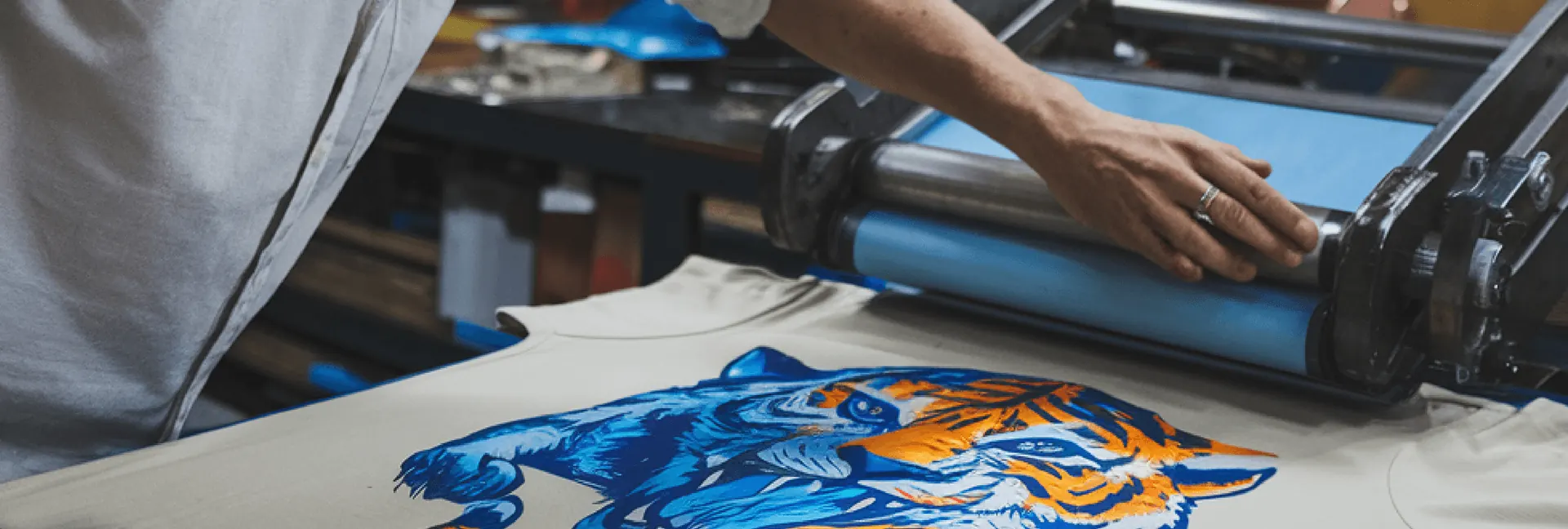 Screen printed tiger design at Ripprint