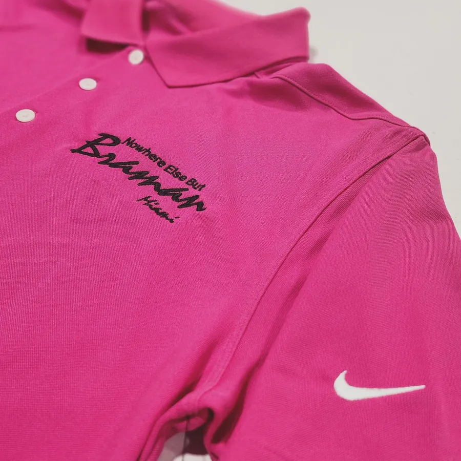 Embroidered pink polo shirt
